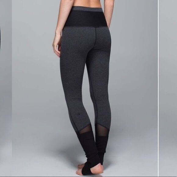 Lululemon Devi Yoga Cotton Stirrup High Rise Waist Leggings Mesh Panels RARE - Picture 5 of 16